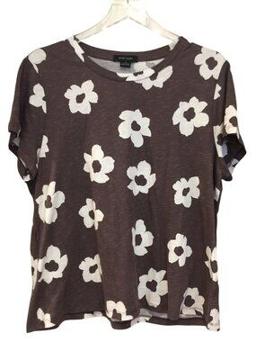 SANCTUARY Ladies 1X The perfect Tee Floral Short Sleeve Tee Cocoa Cream